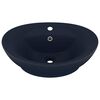 vidaXL ラグジュアリー 洗面器 楕円型 オーバーフロー付き マットダークブルー 58.5x39cm セラミック製