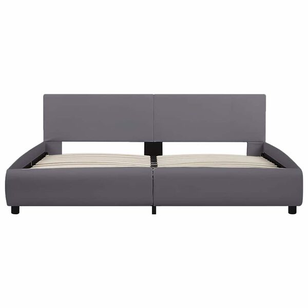 vidaXL ベッドフレーム LEDライト付き グレー 合成皮革製 180x200cm