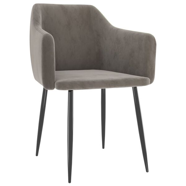 vidaXL ダイニングチェア 2点 ライトグレー ベルベット製