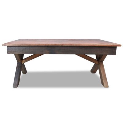 vidaXL コーヒーテーブル 無垢の再生木材 110x60x45cm