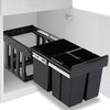 vidaXL キッチン食器棚引き出し式 リサイクルごみ箱 ソフトクローズ 48L