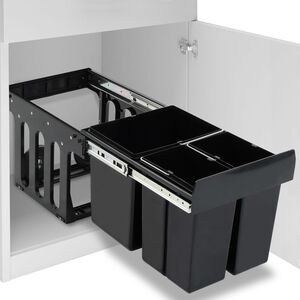 vidaXL キッチン食器棚引き出し式 リサイクルごみ箱 ソフトクローズ 48L