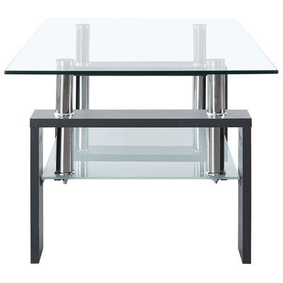 vidaXL コーヒーテーブル グレー＆透明 95x55x40 cm 強化ガラス製