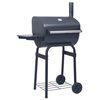 vidaXL チャコールBBQ グリルスモーカー ボトムシェルフ付き ブラック