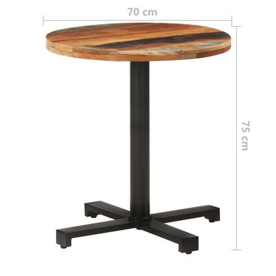 vidaXL ビストロテーブル 丸型 直径70x75cm 無垢の再生木材