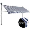 vidaXL 手動引き込み式オーニング LEDライト付き 400cm ブルー＆ホワイト