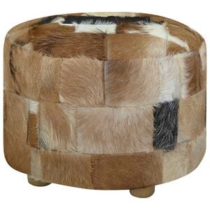 vidaXL 厚手クッション ヤギ革製 丸型 50x50x45cm