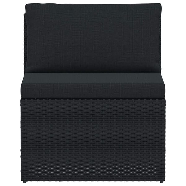 vidaXL ガーデンラウンジ4点セット クッション付き ポリラタン ブラック