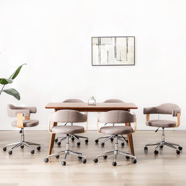 vidaXL 回転式ダイニングチェア 6点セット トープ 曲げ木細工＆布張り