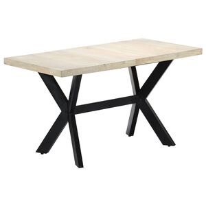 vidaXL ダイニングテーブル 140x70x75cm マンゴー無垢材 ブリーチ加工