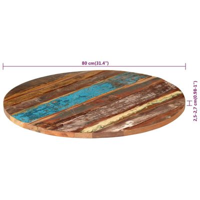 vidaXL テーブルトップ 円型 80cm 25-27mm 無垢の再生木材