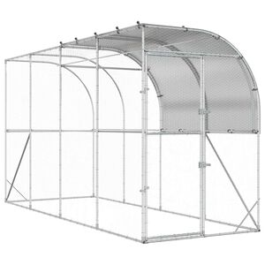 vidaXL 壁に寄せた鶏小屋 シルバー 400 x 100 x 215 cm 亜鉛メッキ鋼板