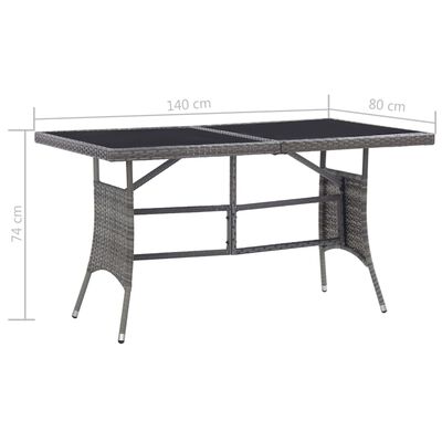 vidaXL ガーデンテーブル 140x80x74cm ポリラタン製 グレー