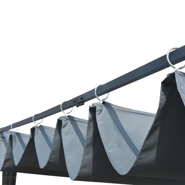 vidaXL ガゼボ スライディングルーフ付き ポリラタン製 400x400x200cm グレー＆アントラシート