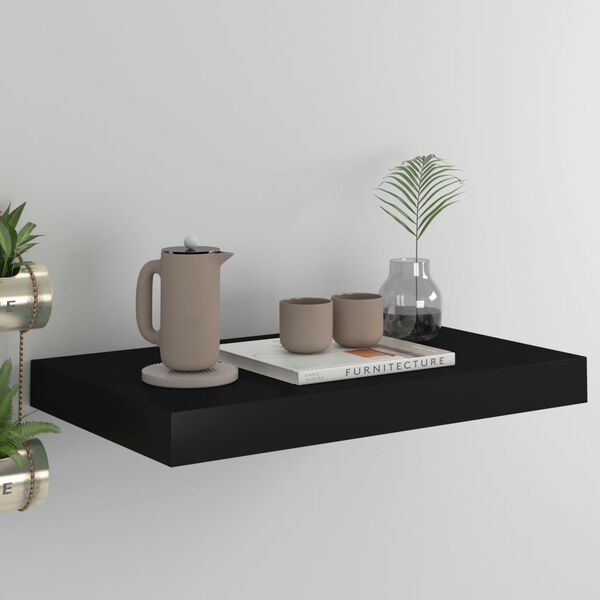 vidaXL フローティングウォールシェルフ ブラック 40x23.5x3.8cm MDF