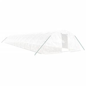 vidaXL スチールフレーム温室 ホワイト 120 m&sup2; 24x5x2.3 m