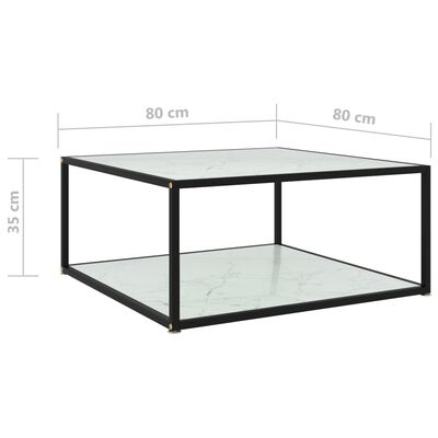 vidaXL コーヒーテーブル ホワイト 80x80x35cm 強化ガラス製
