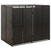 vidaXL ダブルホイールビン収納小屋 ブラック 140x80x117cm ポリラタン製