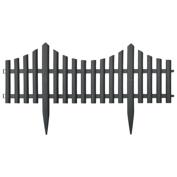 vidaXL 芝生エッジ 17点 アントラシート 10m PP製