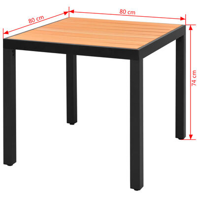 vidaXL ガーデンテーブル ブラウン 80x80x74cm アルミ＆WPC製