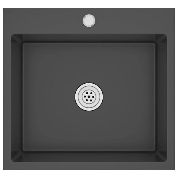 vidaXL 手作り キッチンシンク ステンレススチール製 ブラック