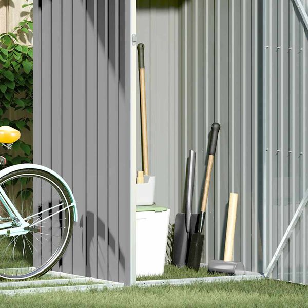 vidaXL ガーデン薪小屋 グレー 245x98x159cm 亜鉛メッキ鋼製