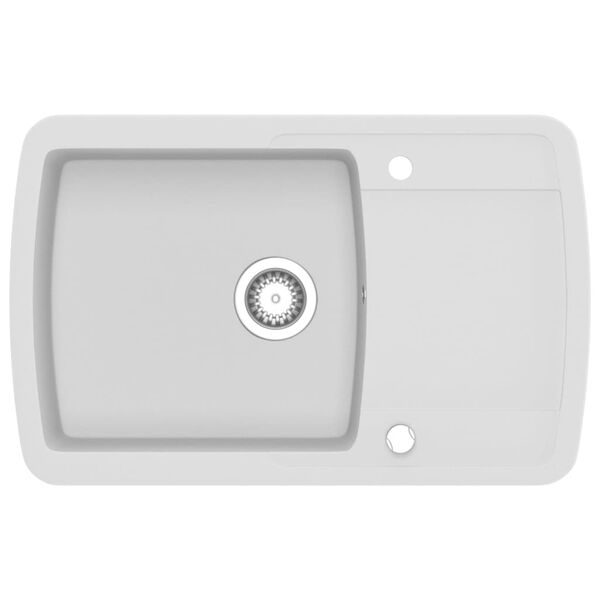 vidaXL キッチンシンク 一槽シンク 花こう岩製 ホワイト