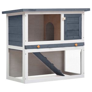 vidaXL 屋外うさぎ小屋 1ドアタイプ グレー 木製