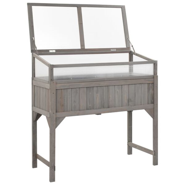 vidaXL 温室付きレイズドガーデンベッド 120x54x120cm　モミ材