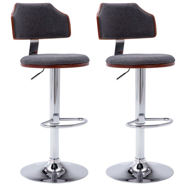 vidaXL バースツール ダークグレー 2点 曲げ木＆布製