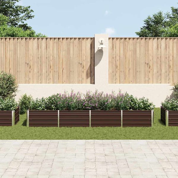 vidaXL レイズドガーデンプランター ブラウン 320x80x45cm 亜鉛メッキ鋼