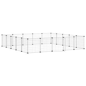 vidaXL ペットケージ パネル20枚 扉付き ブラック 175x175x35cm スチール
