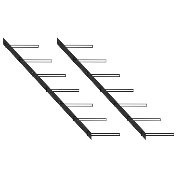 vidaXL 壁掛けワインラック 14本 2点 ブラック 金属製