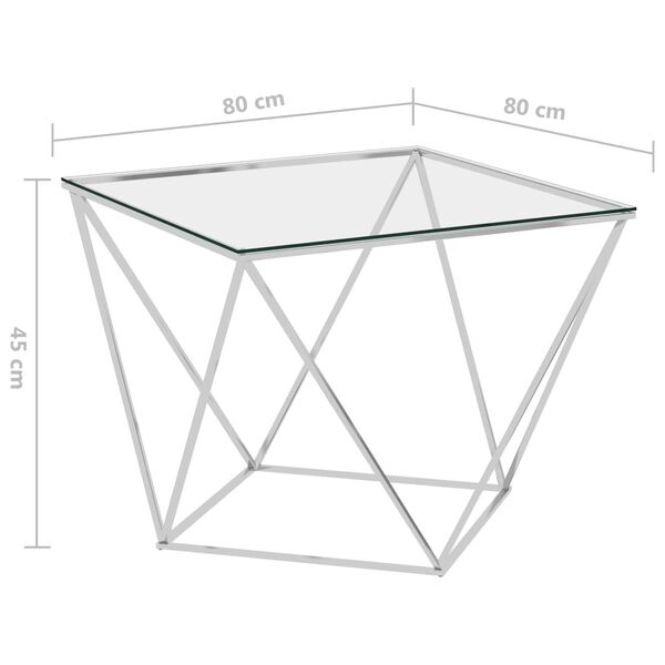 vidaXL コーヒーテーブル シルバー 80x80x45cm ステンレススチール製