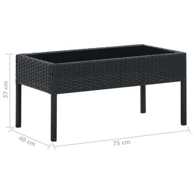 vidaXL ガーデンテーブル ブラック 75 x 40 x 37 cm ポリラタン製