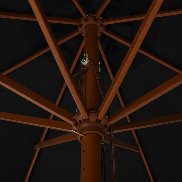 vidaXL 屋外用パラソル 木製ポール付き 330cm ブラック