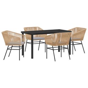 vidaXL ガーデンダイニングセット クッション付き 5 pcs ブラウン 粉体塗装スチール