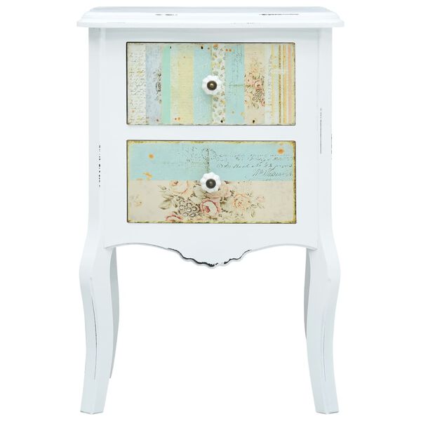 vidaXL ベッドサイドキャビネット ホワイト＆ブラウン 43x32x65cm MDF製