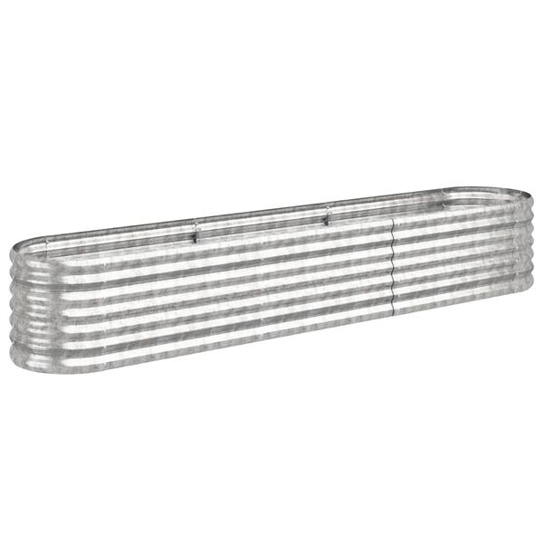 vidaXL ガーデンプランター 亜鉛メッキスチール 224x40x36 cm シルバー