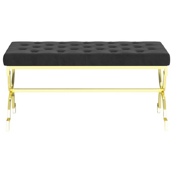 vidaXL ベンチ 99cm ブラック ベルベット＆ステンレススチール製