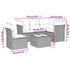 vidaXL ガーデンソファ6点セット クッション付き グレー ポリラタン製