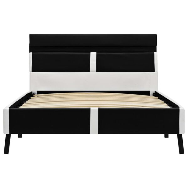 vidaXL ベッドフレーム LEDライト付き ブラック 合成皮革製 90x200cm