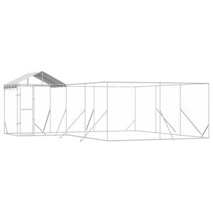 vidaXL 屋外犬小屋 屋根付き シルバー 6x6x2.5 m 亜鉛メッキ鋼製