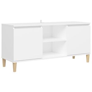 vidaXL TVキャビネット 無垢材脚付き ホワイト 103.5x35x50 cm