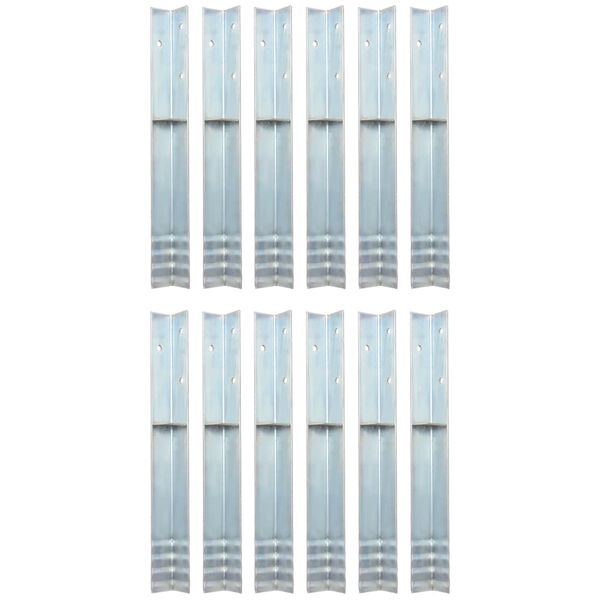 vidaXL L字型グラウンドアンカー 12点 亜鉛メッキ鋼 5x5x50cm