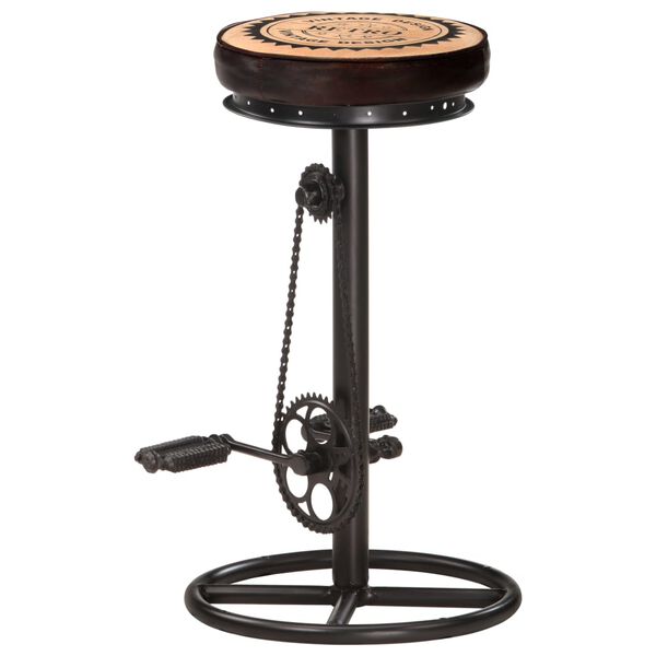 vidaXL バースツール キャンバスプリント 2点 ブラック＆ブラウン 本山羊革製