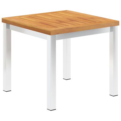 vidaXL ガーデンサイドテーブル 45x45x38 cm アカシア無垢材＆ステンレススチール