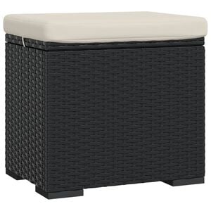 vidaXL クッション付きガーデンフットスツール 40 x 30 x 40 cm 1席あたり110kg ブラック ポリラタン