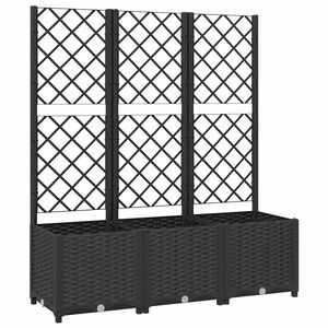 vidaXL ガーデンプランター トレリス付き ブラック 120x40x136 cm PP