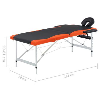 vidaXL 折りたたみ式マッサージテーブル 二つ折り アルミ製 ブラック＆オレンジ
